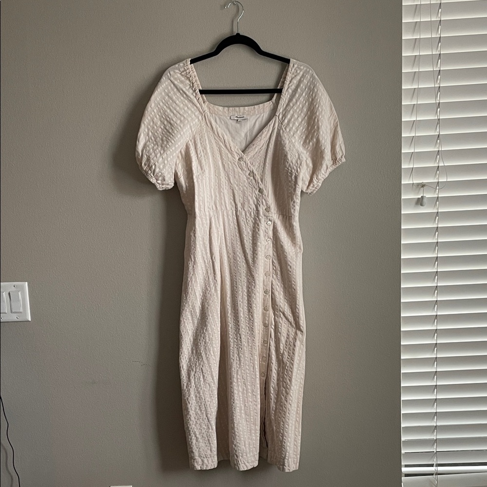 Madewell Cream Textured Midi Dress